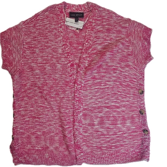 Lane Bryant Sweaters - Lane Bryant Sweater Womens 10/12 Pink Tight Knit‎ Stylish Cozy Casual Cardigan
